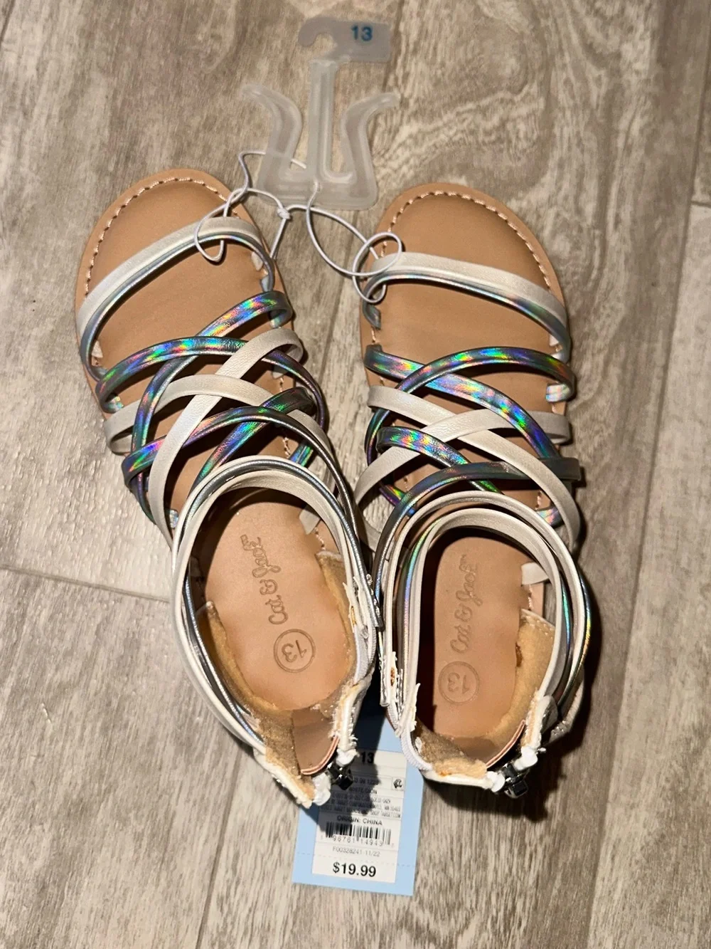 Silver Holographic Strappy Sandals New